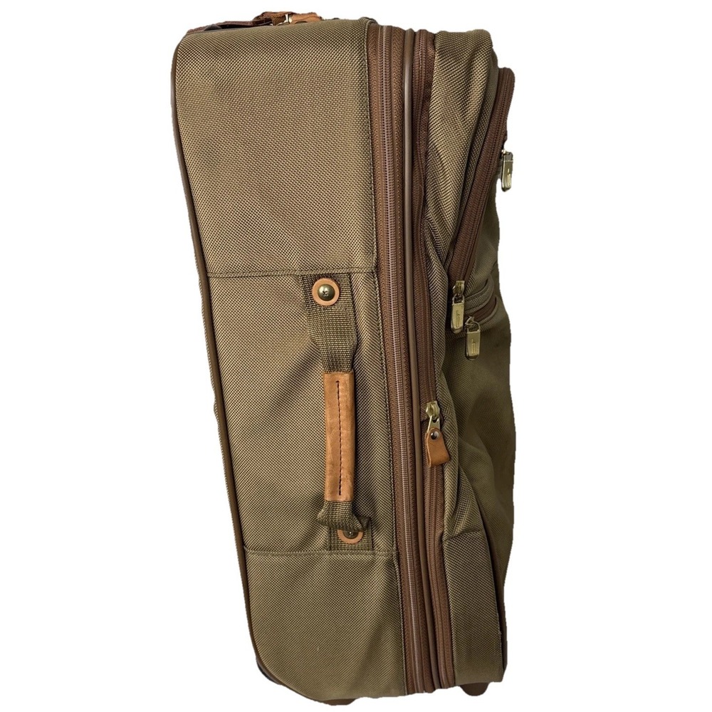 Hartmann Expandable 22" Carry On Suitcase Wheels/Rolling Leather Trim Luggage - Picture 4 of 16